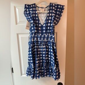 Blue and White Checkered Kids Dress